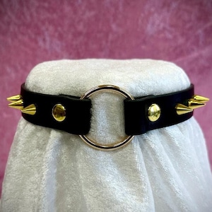 Handmade Spiked Black Leather Choker Goth Collar Punk Gift for Her Real Leather Jewelry Necklace, Alternative Fashion Punk Accessory