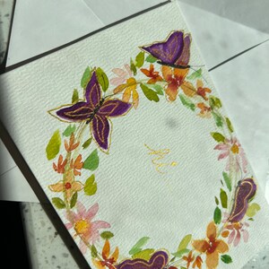 Em branco, qualquer ocasião, cartão aquarela pintado à mão
