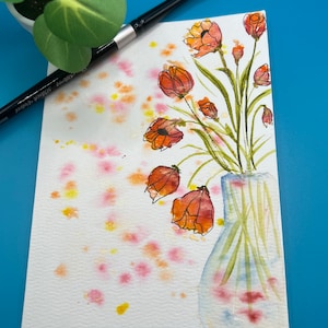 Em branco, qualquer ocasião, cartão aquarela pintado à mão