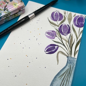 Em branco, qualquer ocasião, cartão aquarela pintado à mão