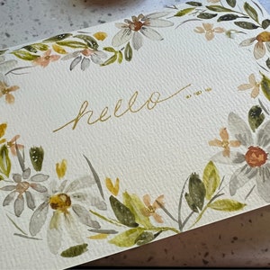 Em branco, qualquer ocasião, cartão aquarela pintado à mão