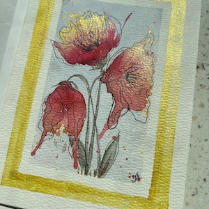 Em branco, qualquer ocasião, cartão aquarela pintado à mão