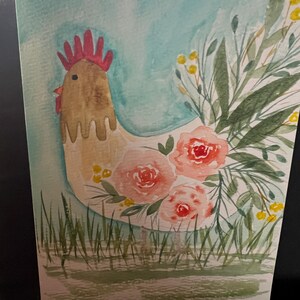 Cartão 5x7 pintado à mão em aquarela.