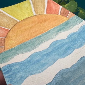 Em branco, qualquer ocasião, cartão aquarela pintado à mão