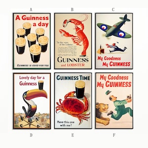 Guinness Drink Vintage Art Poster, Classic Wall Art, Vintage Art Print, Home Decor, Canvas Poster, Gift