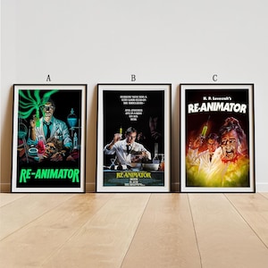 Re-Animator (1985) Movie Poster, Classic Movie Wall Art, Vintage Art Print, Home Decor, Canvas Poster, Gift