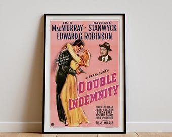Póster de la película "Doble Perdición" (1944), arte mural de película clásica, impresión artística vintage, decoración del hogar, póster en lienzo, regalo de Navidad