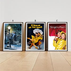 Singin&#39; in the Rain (1952) Movie Poster, Classic Movie Wall Art, Vintage Art Print, Home Decor, Canvas Poster, Gift