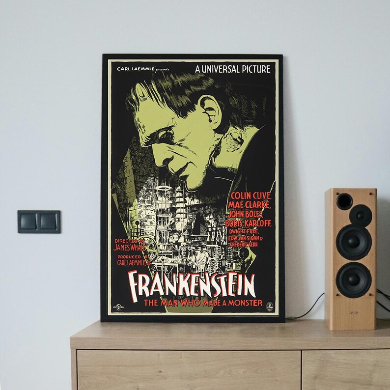Frankenstein (1931) Movie Poster, Classic Movie Wall Art, Vintage Art ...