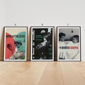 Breathless (1960) Movie Poster, Classic Movie Wall Art, Vintage Art Print, Home Decor, Canvas Poster, Gift