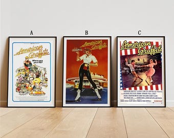 Póster de la película American Graffiti (1973), arte mural de cine clásico, lámina de arte vintage, decoración del hogar, póster en lienzo, regalo de Navidad