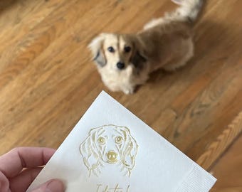 Dog Wedding Napkins | Dog Cocktail Napkins | Dog Napkins Wedding | Custom Pet Cocktail Napkins | Pet Napkins | Custom Dog Napkins Wedding
