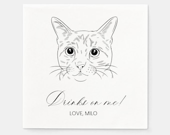 Cat Wedding Napkins | Cat Cocktail Napkins | Cat Napkins Wedding | Custom Pet Cocktail Napkins | Pet Napkins | Custom Cat Napkins Wedding