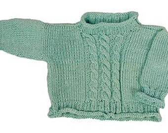 Easy Cabled Baby Pullover Sweater  -- Straight Needle Version -- Knitting PatternPDF