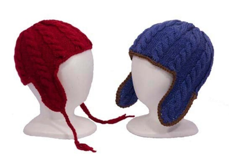 Child's Cable Ear Flap Hats Knitting Pattern PDF image 1