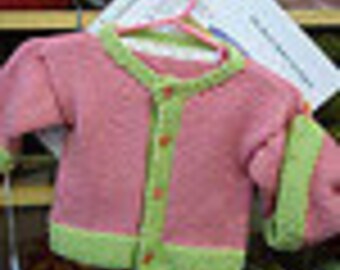 Adorable Baby SET of Easy Cardigan and Matching Cap - Knitting Pattern PDF