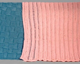 Easy Baby Blankets - Two Patterns - Blocks and Lace  - Two Sizes - Knitting Pattern PDF