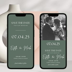 Sage Save the Date E-invite, Digital Invite Template, Electronic Save the Date Bundle, Instant Download Editable Printable Electronic Invite