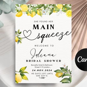 Citrus Lemon Bridal Shower Editable Welcome Sign Rustic She Found Her Main Squeeze Welcome Sign Instant Download Printable Digital Template