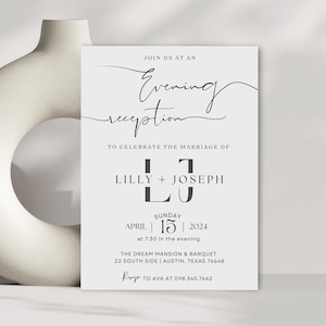 Evening Reception Editable Digital Invitation, Wedding Online E- invite, Invitation Printable Template, Wedding Electronic Template Invite