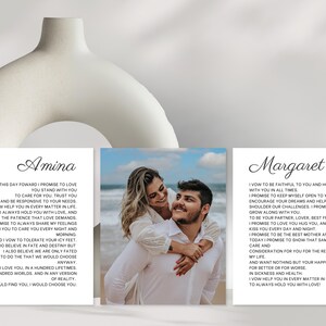 Art mural vœux de mariage pour elle et lui, cadeau d'anniversaire de mariage, modèle de vœux de mariage longs avec photo, cadeau de renouvellement personnalisé fête de vœux de mariage