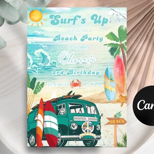 ANY AGE Boy The Big One Surf&#39;s Up Editable Surfing Birthday Decor Welcome Sign Beach Party Printable Instant Digital Download Decor Signs
