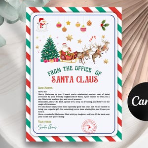 Official Letter To Santa Claus And Official Nice List Certificate Editable Bundle North Pole Mail Christmas Eve Box Instant Download