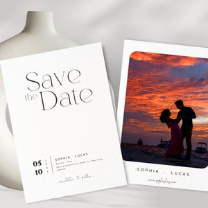 Editable Digital Elegant Typography Save the Date Minimalist Template Wedding Modern Announcement Printable Customizable Instant Download