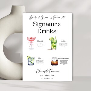 Drinks Sign Signature Template, Bar Menu Printable Wedding Party Sign, His Hers Editable Drink Sign, Signature Sign Cocktail, 420+ Drinks