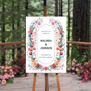 Wildflowers Colorful, Editable Template File, Floral Welcome Sign Wedding, Instant Download, Welcome Wedding Poster, Garden Flowers, MALINDA