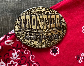 Vintage Frontier Hotel Las Vegas Brass Belt Buckle