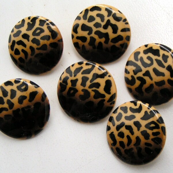 Leopard Spot Buttons. 6 Pack