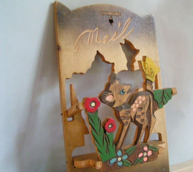 Wooden Deer Mail Holder. Vintage Cuteness. Sale image 3