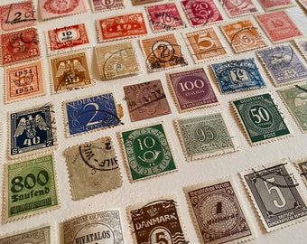 Vintage Postmarked Stamps. 50 Piece Numbers