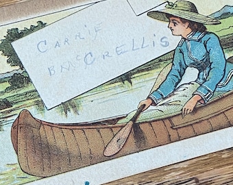 Victorian Calling Card - Girl in Rowboat