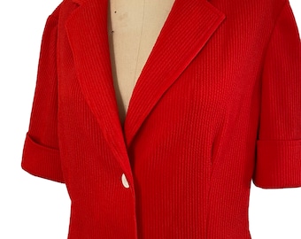 Vintage 70s Butte Bright Red Short Sleeve Jacket. Sz L/XL