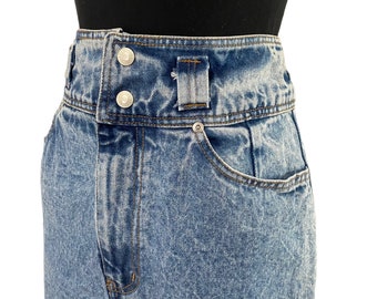 80s Jordache Stonewashed Jean Skirt. Vintage Sz 12, modern Sz 4