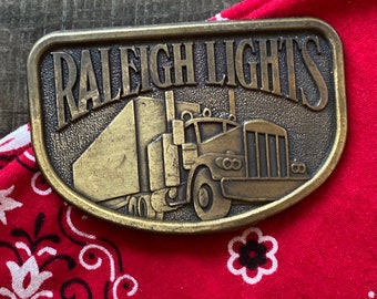 Vintage Raleigh Lights Trucker Brass Belt Buckle