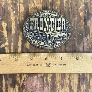 Vintage Frontier Hotel Las Vegas Brass Belt Buckle image 3