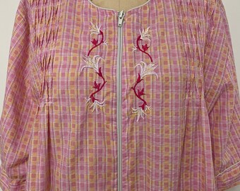 90s Lati Fashion Pink Plaid Night Dress. Sz L