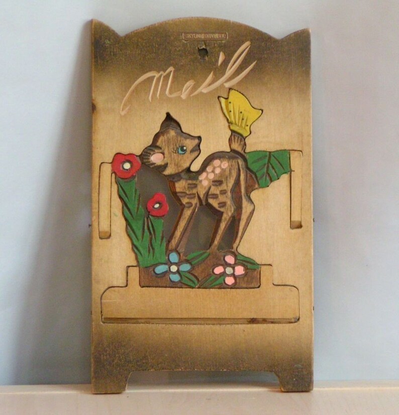 Wooden Deer Mail Holder. Vintage Cuteness. Sale image 2