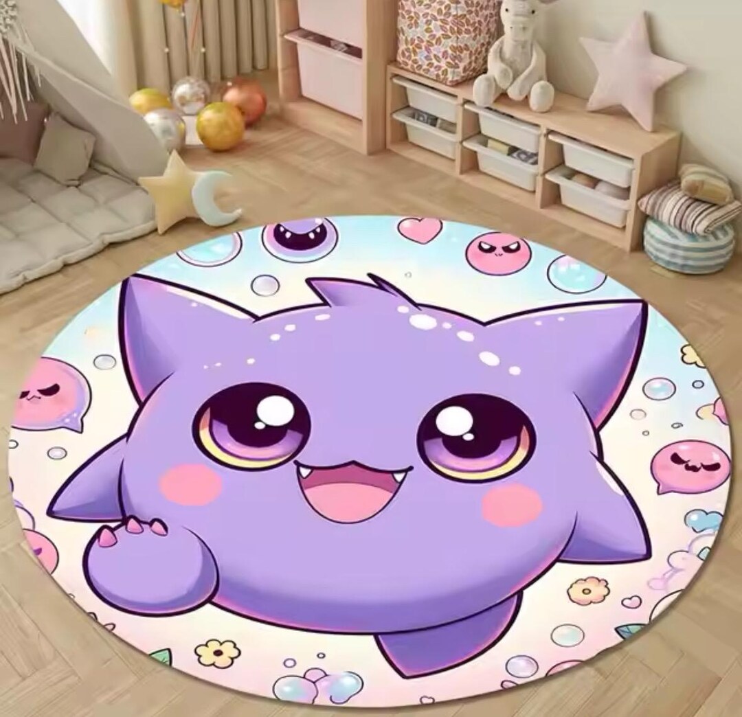 Pokemon Gengar Round Rugs for Bedroom Area Floor Mats for Kids Room ...