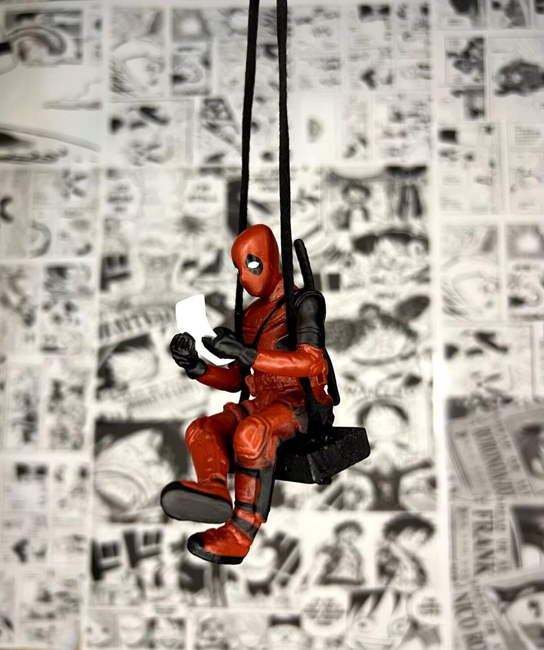 Vintage Cartoon Deadpool Car Rearview Mirror Pendant Read A Book SUCK ...