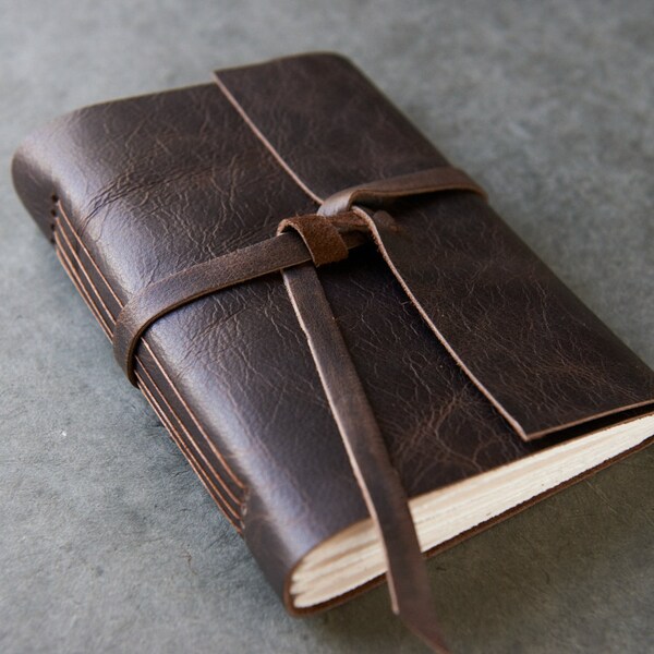 5x7 Leather Journal or Sketchbook - Dark Brown