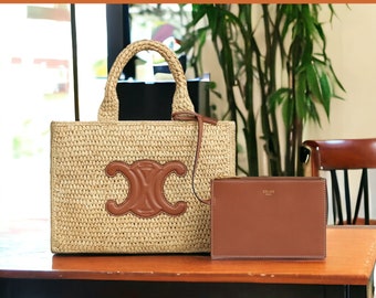 Triomphe Bag Tote, Genuine Leather Bag, Leather Tote Bag, Beach Bag, Designer Bag For Women, Fashionable Bag