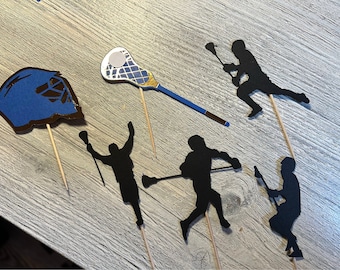 One Dozen (12) Lacrosse Male Team Cupcake Toppers Centerpieces Graduation Party Banquet