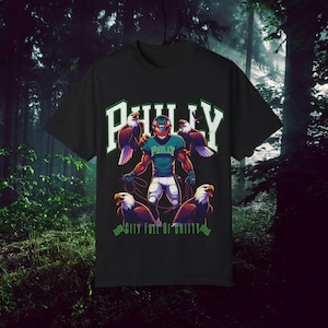 T-shirt de football Philadelphie, cadeau de fan des Eagles, t-shirt de sport Philadelphie, vêtements pour le match, chemise unisexe teinte en pièce, chemise de l&#39;équipe sportive
