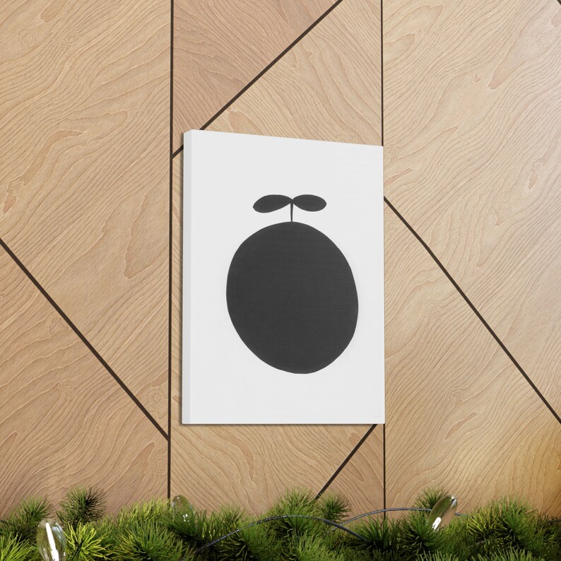 One 1 Modern Art Canvas Print, Black and White Nature Inspired Wall Art