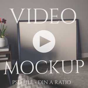 Video Mockup | DIN A ISO | Horizontal Frame | PSD mp4 | Animated Mockup | Interior Scene | Wall Art Showcase