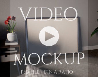 Video Mockup | DIN A ISO | Horizontal Frame | PSD mp4 | Animated Mockup | Interior Scene | Wall Art Showcase